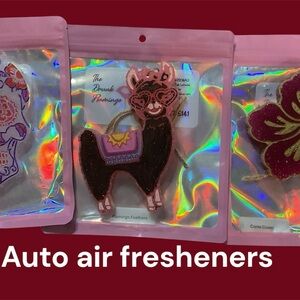 NWT HAND MADE 3 PACK AIR FRESHENERS BLACK ICE, FLAMINGO FEATHERS & COME CLOSER